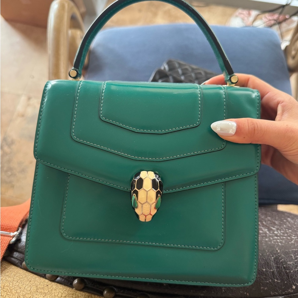 Bulgari Teal Green Serpenti Top Handle Shoulder Bag